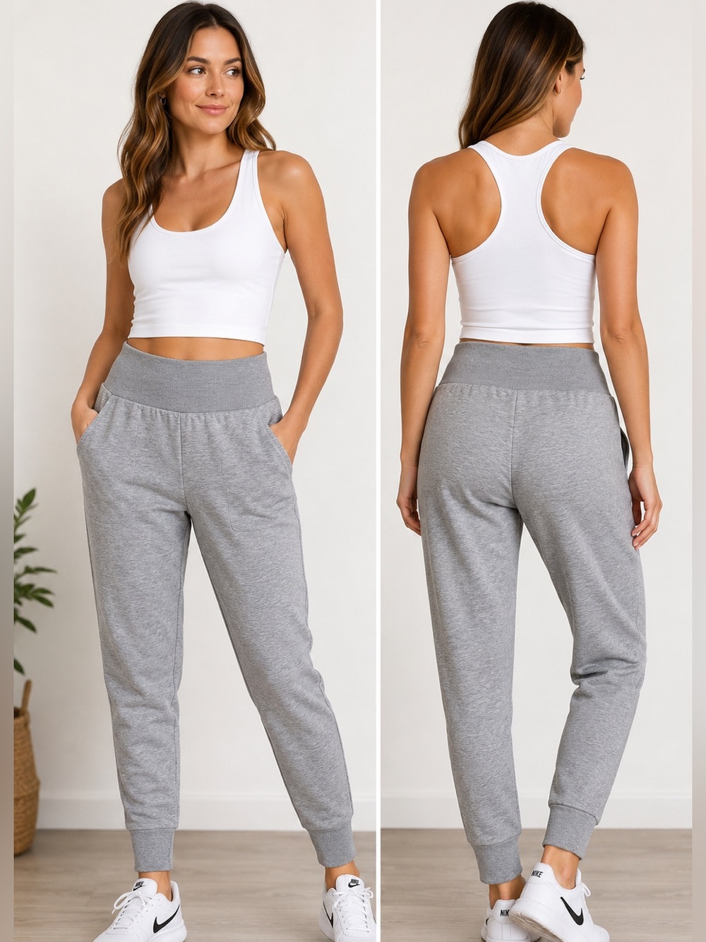 Nike Dri-FIT Jogger Sweatpants Women’s XS Gray Tapered Pockets Athleisure